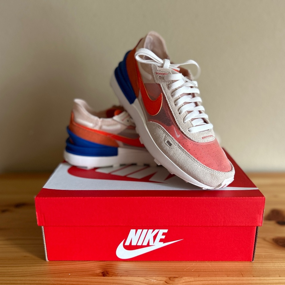 Brand New In Box Nike Waffle One Women's Sneakers in US Size 7.5 Blue/Orange